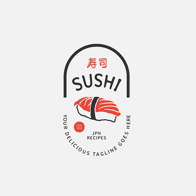 Sushi logo template Japanese traditional cuisine tasty food icon asian sushi bar vector logo