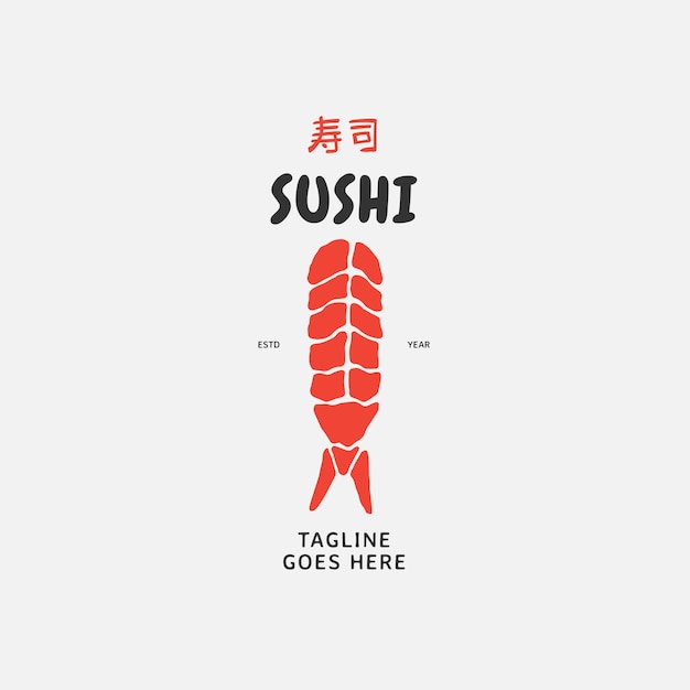 Sushi logo template Japanese traditional cuisine tasty food icon asian sushi bar vector logo