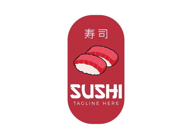 Sushi logo template. Japanese traditional cuisine, tasty food icon. asian sushi bar vector logo.