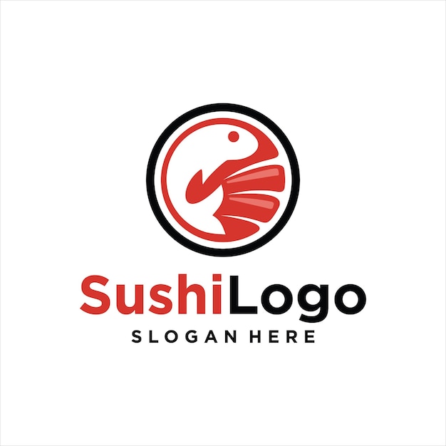 sushi logo with tuna fish concept restaurant vector illustration