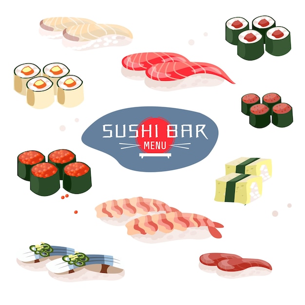 Sushi menu sushi bar Japanese cuisine or Asian restaurant Restaurant cafe menu template design