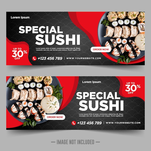 Sushi Restaurant  banner design template