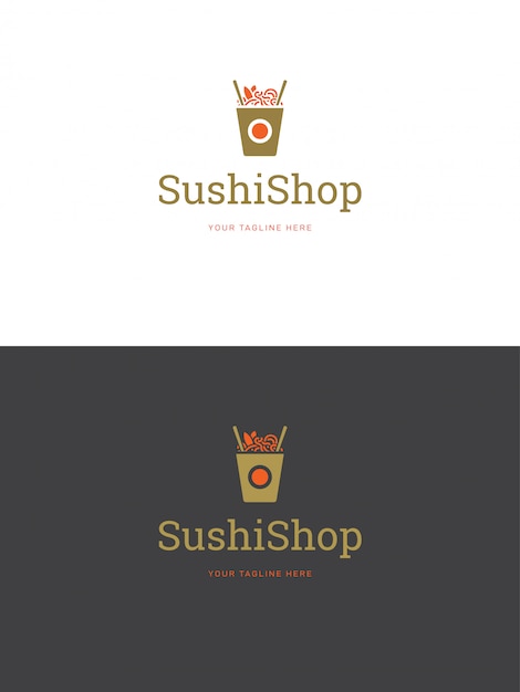 Sushi restaurant emblem logo template vector illustration.