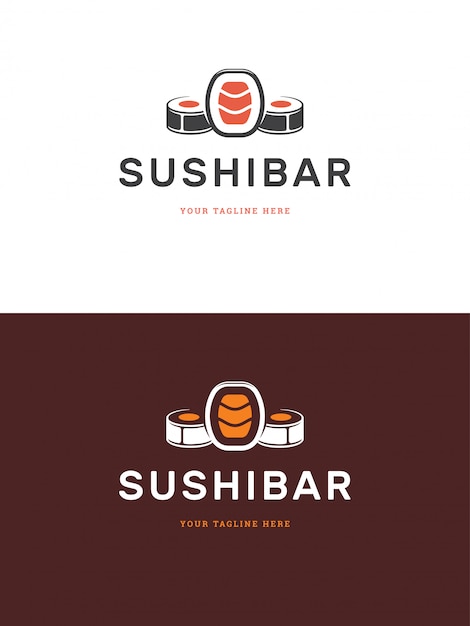 Sushi restaurant emblem logo template vector illustration.