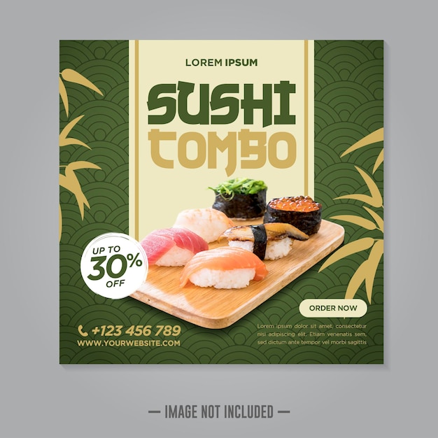 Sushi Restaurant social media banner post design template