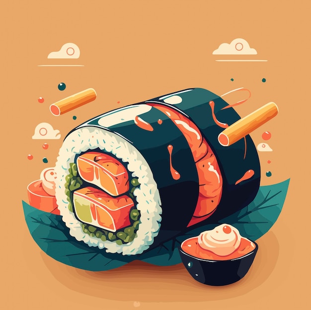 Sushi roll illustration