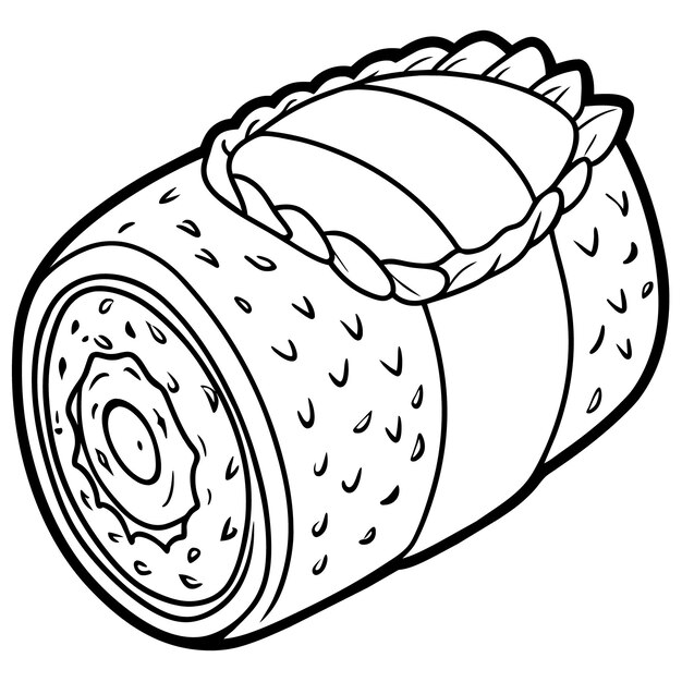 Sushi Roll outline illustration coloring book page line art drawing