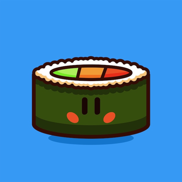 Sushi roll salmon and vegetable cartoon vector illustration