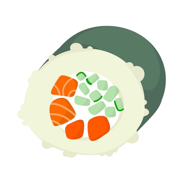 Sushi roll with sesame japanese food Sushi roll cartoon style icon Sushi isolated on white background Vector cartoon sushi Hand draw style sushi rollssian food