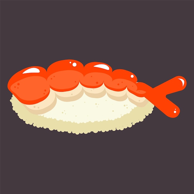 Sushi shrimp with rice icon element on dark background