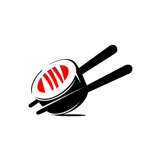 sushi and stick logo design vector