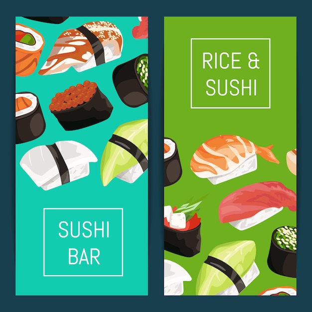 sushi vertical banner templates with place for text