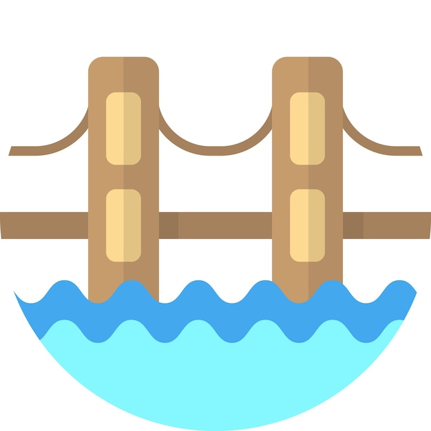 Suspension bridge and river illustration in minimal style