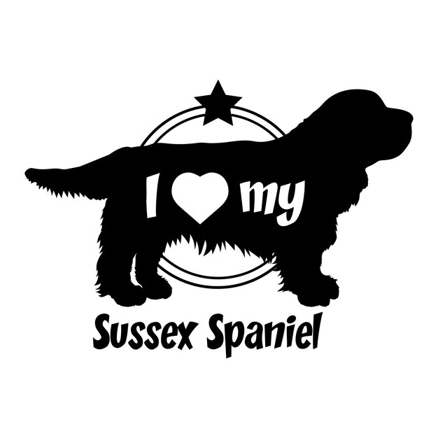 Vector sussex spaniel dog silhouette dog breeds animals pet breeds silhouette