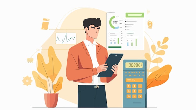 Sustainability and Energy Efficiency Concept with Man Calculating Green Technology Innovation