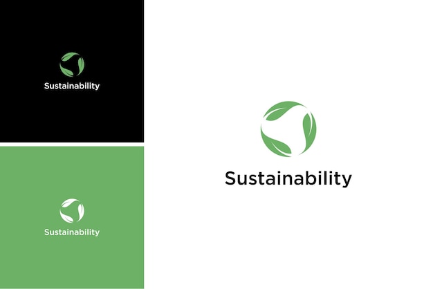 Vector sustainability logo design with leaf circular vector