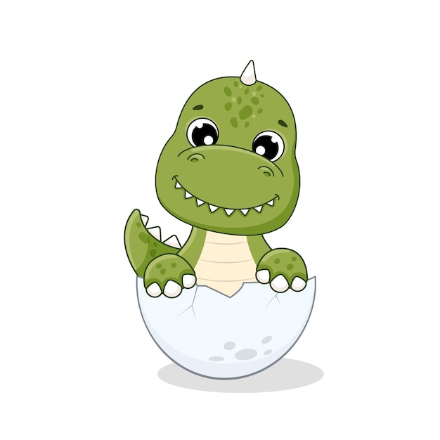 Sute baby dinosaur Trex Vector illustration in cartoon style