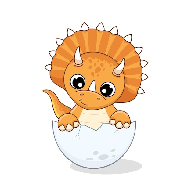 Sute baby dinosaur Triceraptor Vector illustration in cartoon style