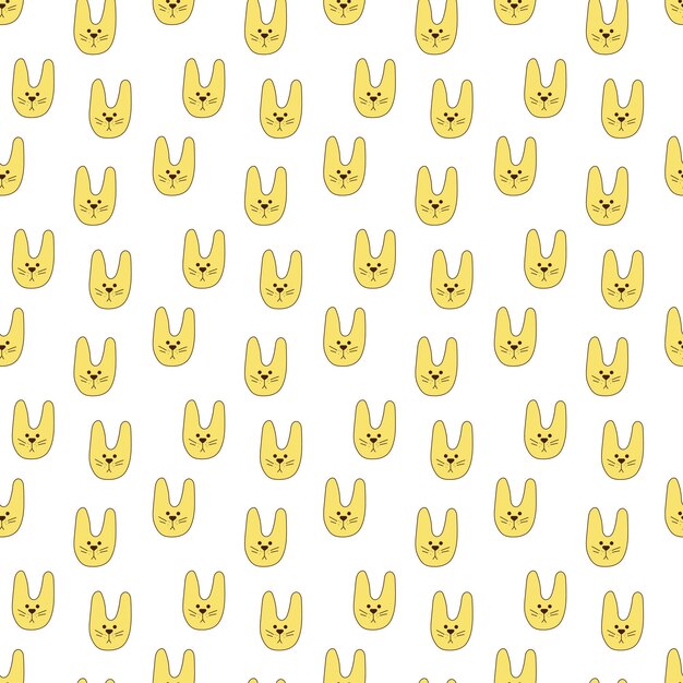 Sute seamless pattern with rabbit muzzle Color doodle vector illustration