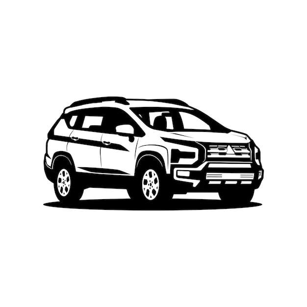 suv car vector black and white silhouette