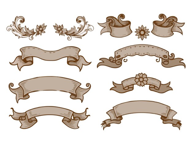 SVG Vintage Banner Ribbon Clipart Vector