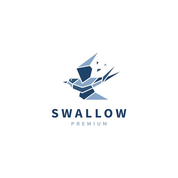 Swallow bird vector logo design illustration with geometric style 2