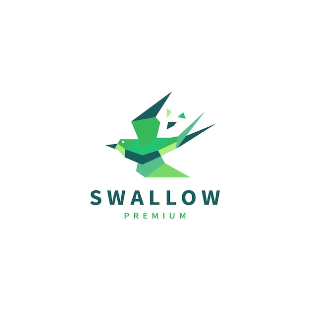 Swallow bird vector logo design illustration with geometric style 2