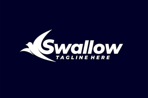 Swallow logo with lettering concept