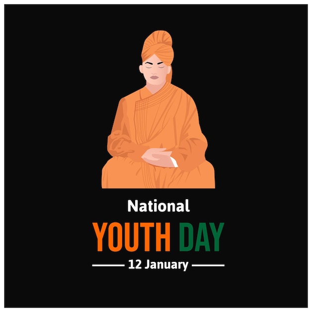 Swami Vivekanand National Youth Day 12 January Vector Design