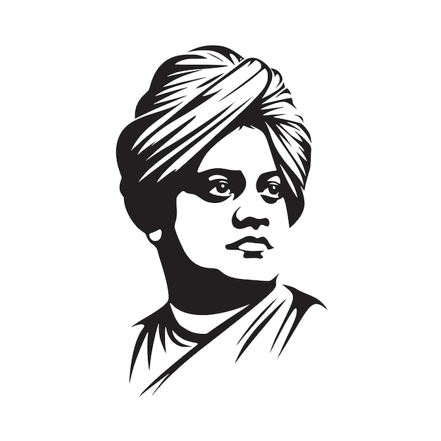 Swami Vivekananda illustration drawing outline