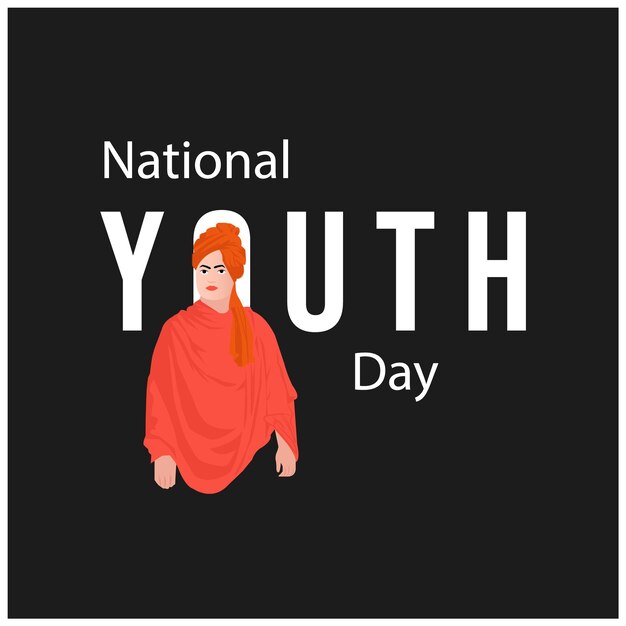 Swami Vivekananda Jayanti National Youth Day 12 January Vector Design