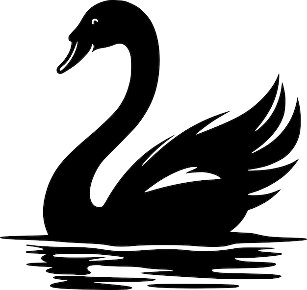 Swan Black and White Vector illustration