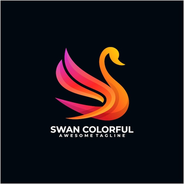 Swan colorful logo design template modern color