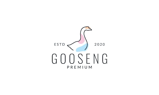 Swan or goose line abstract colorful logo vector illustration design