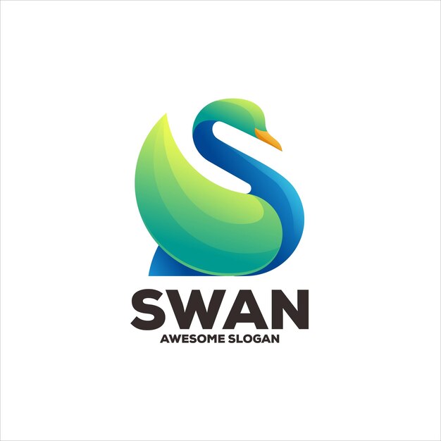 Swan gradient logo design illustration