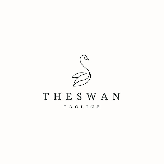 Swan line style logo icon design template flat vector