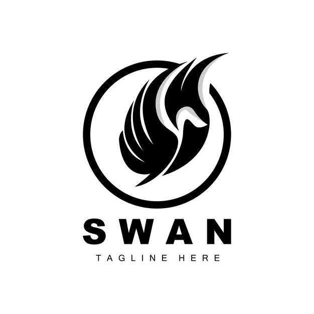 Swan Logo Design Duck Animal Illustration Company Brand Template Vector