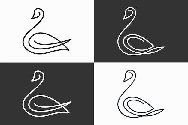 swan logogoose or duck icon design vector and abstract luxury line outline style