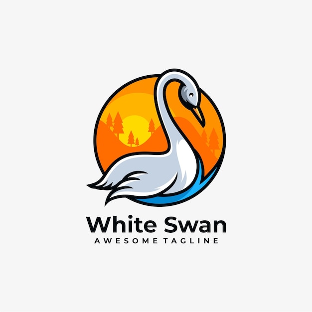 Swan mascot logo design template