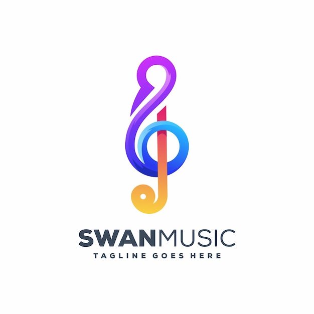 Swan music illustration vector template