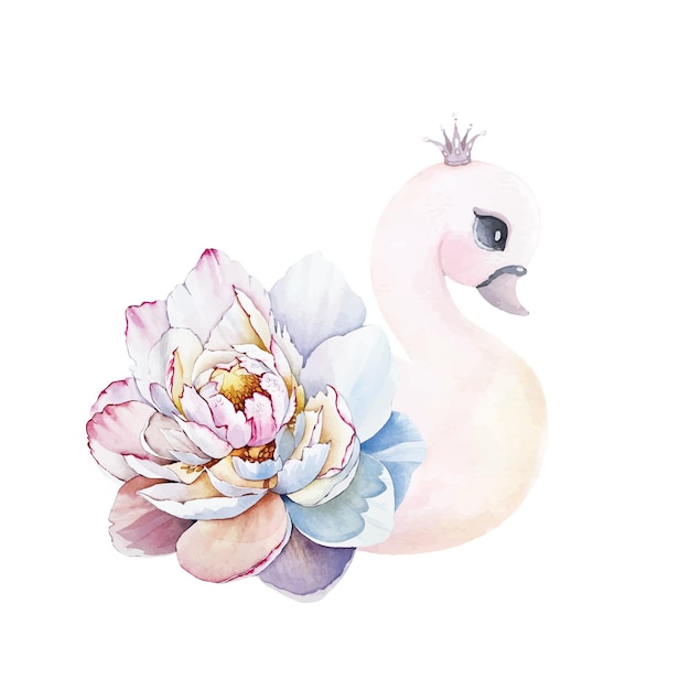 Swan pink flowers flora animal