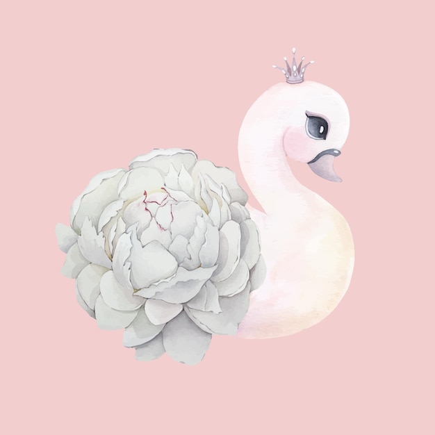 Swan pink flowers flora animal