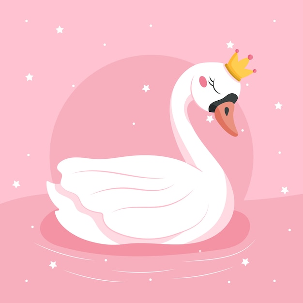 Swan princess flat design illustration