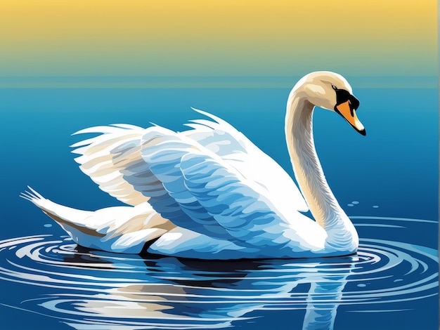 Vector swan on the water