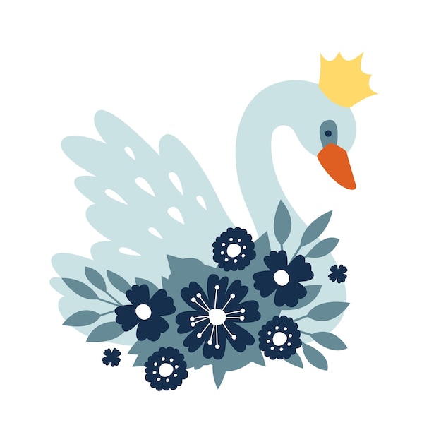 Swan With Flowers And Crown