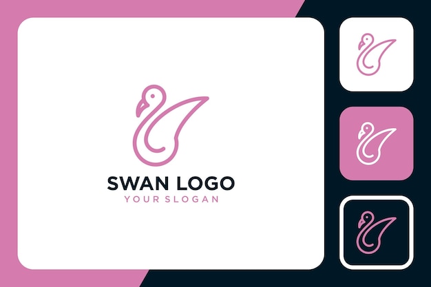 swan with line art logo design inspiration