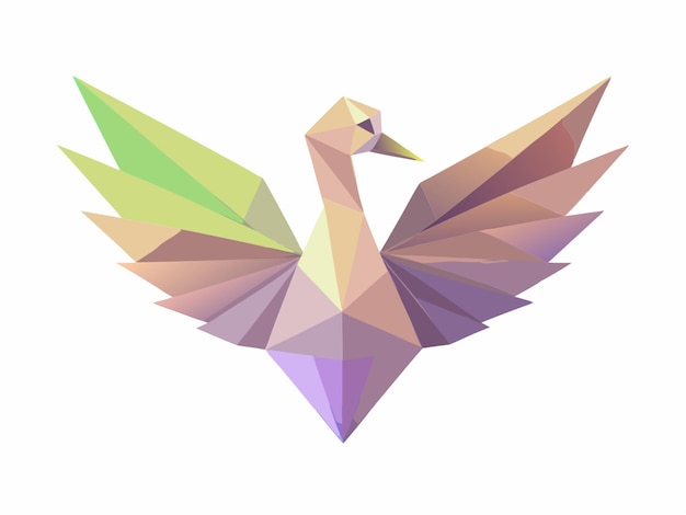 Vector swan with outstretched wings minimalist style polygonal no background vector illustration flat