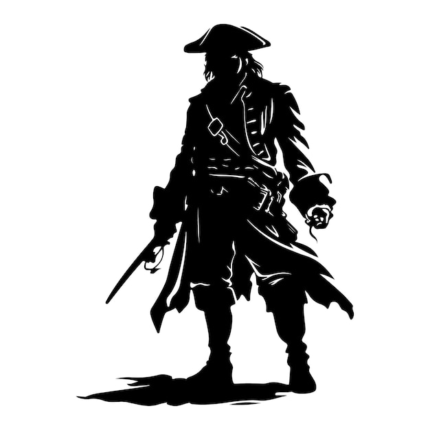 Swashbuckling Pirate Silhouette clipart on a white background