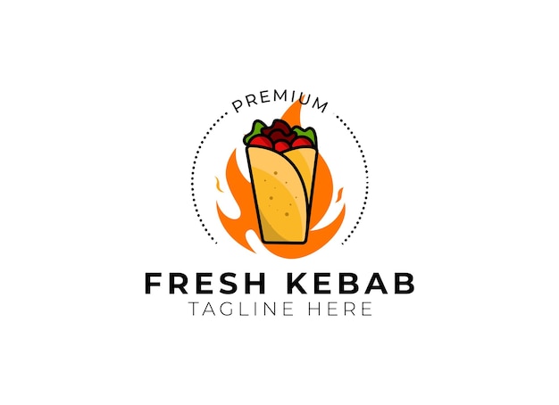 Swawarma kebab logo design template. Turky traditional food kebab.