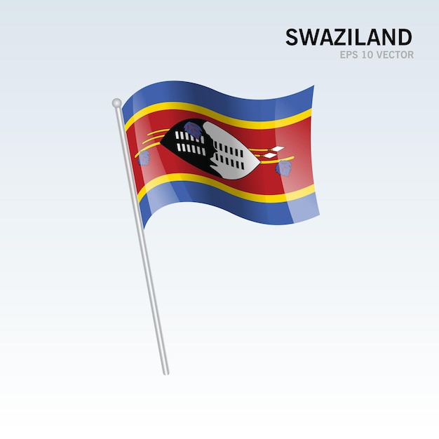 Swaziland waving flag isolated on gray